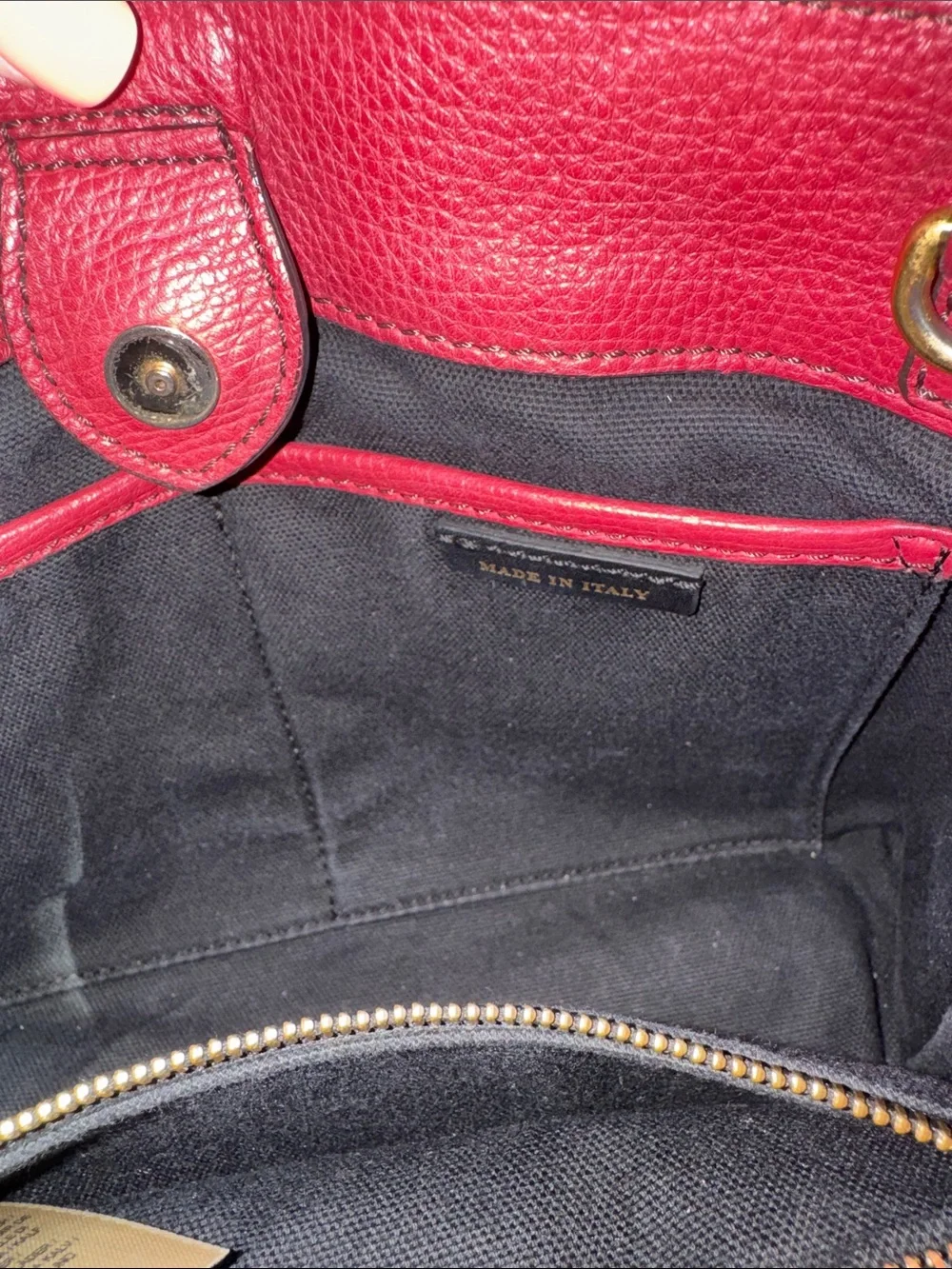 Burberry Burgundy Leather Satchel with Gold Hardware